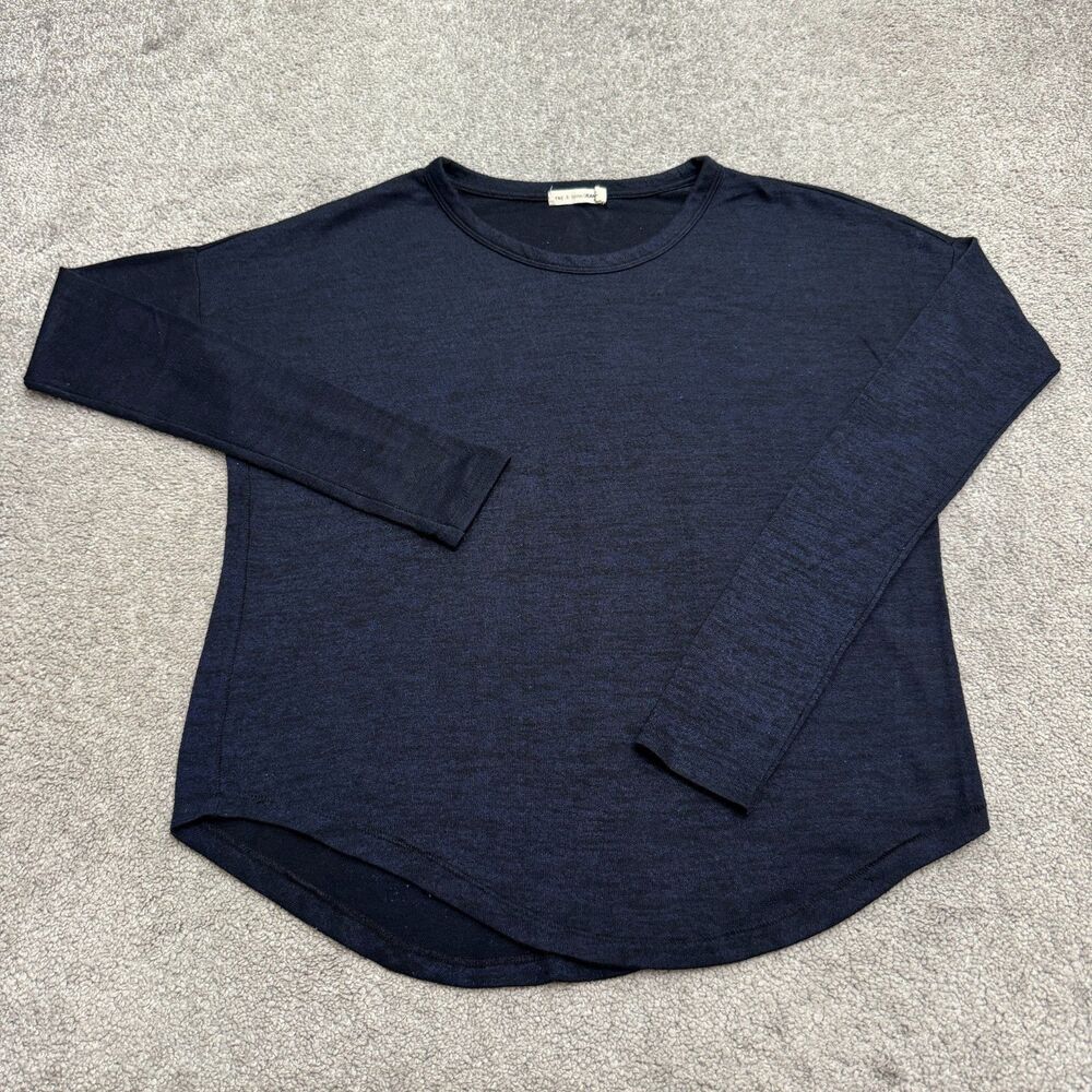 Rag & Bone Heathered Long Sleeve Stretch Pullover Sweater Womens XS Dark Blue